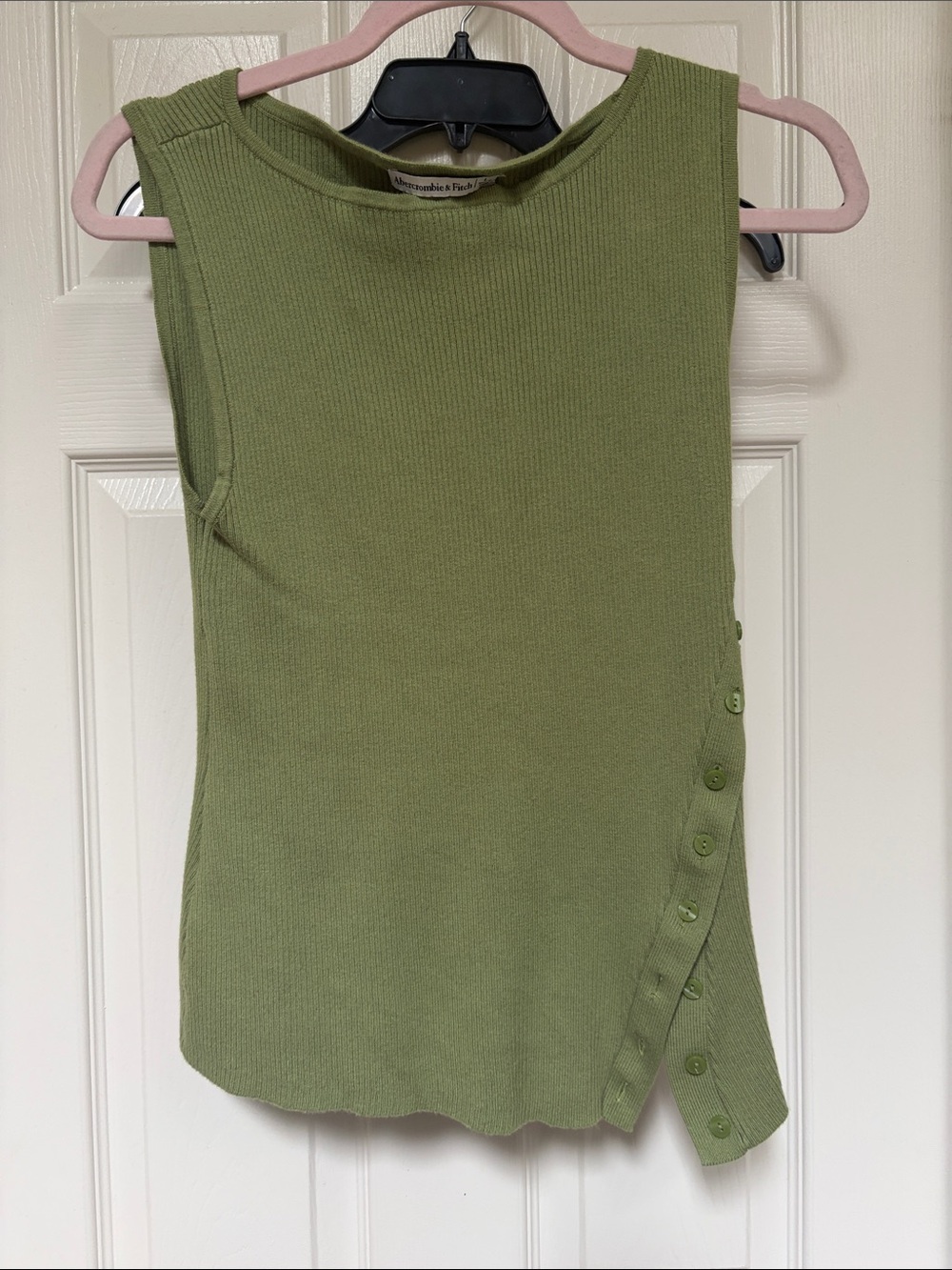 Abercrombie & Fitch Olive Green Ribbed Button-Side Tank